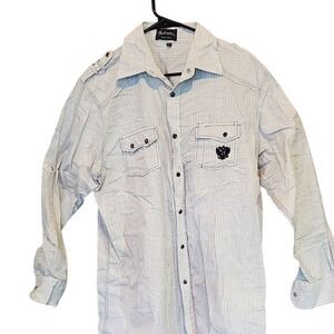 Redemption New York Men Sz LG Shirt White Checkered Plaid Graphic Design     Gr2